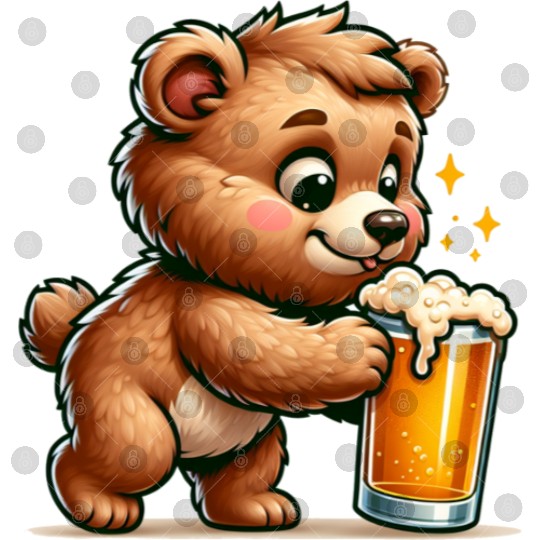 Cute Bear Drinking Beer Digital Files