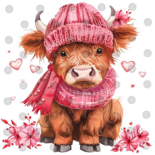 Cute Highland Cow Valentines Day Digital Files