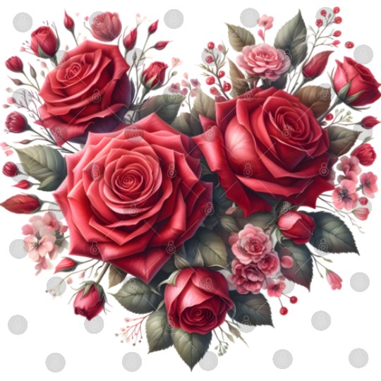 Heart Roses, Valentine Retro Digital Files