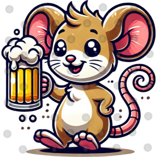 Cute Mouse Drinking Beer Digital Files