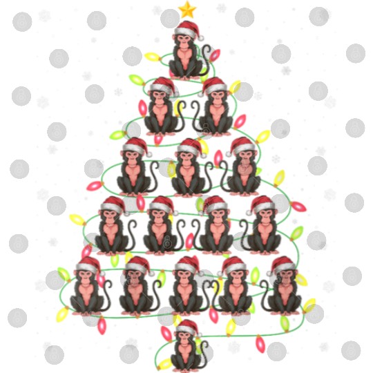 Monkey Santa Christmas Tree Lights Ugly Sweater Digital Files