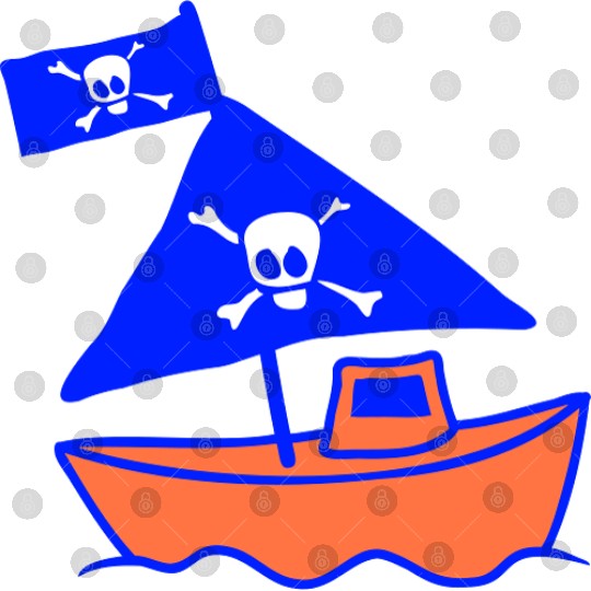 Cute Little Pirate Ship Painted Children Drawing Digital Files