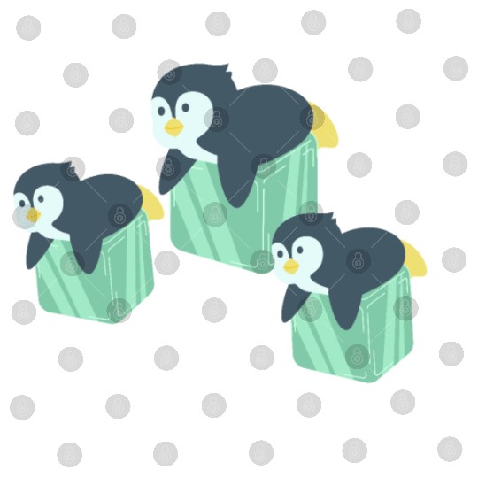 "Adorable Penguin Family on Ice Cubes" Digital Files