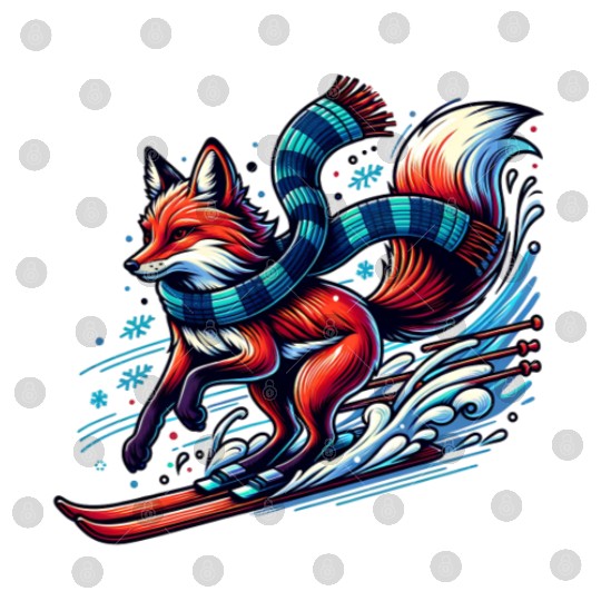 Fox Skiing Adventure in Winter Wonderland Digital Files