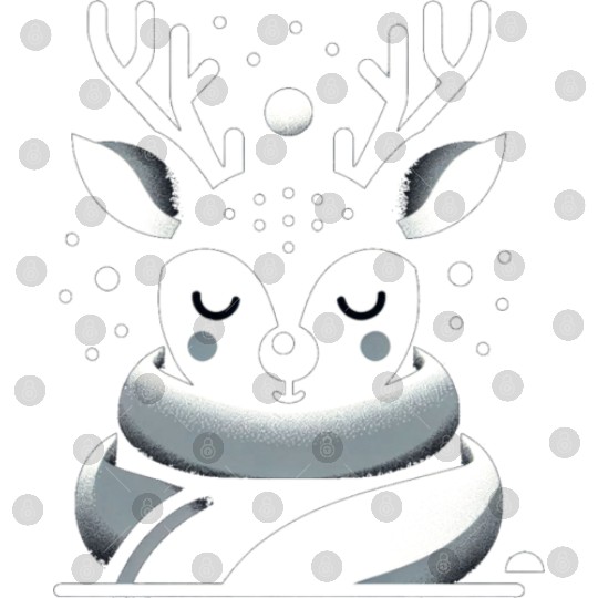 Winter Serenity Deer Illustration Digital Files