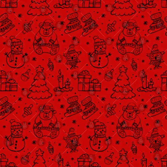 Christmas Icons on a Red Background Digital Files