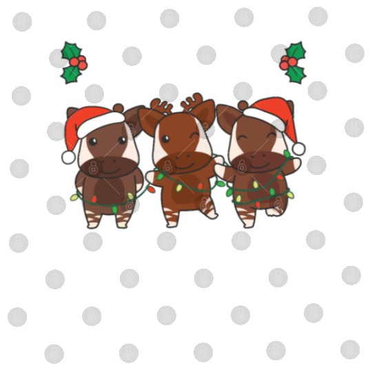 Merry Christmas Cute Okapi Festive Lights Okapi Digital Files