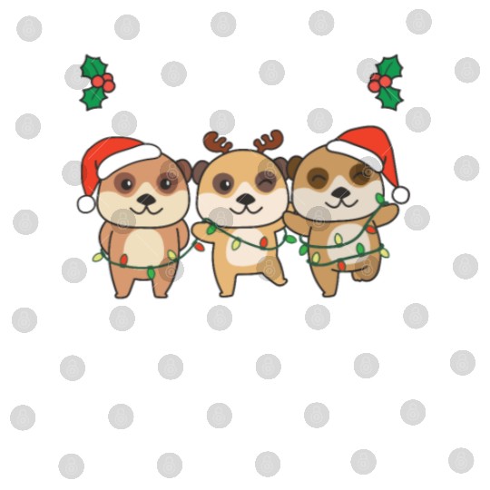 Merry Christmas Cute Meerkat Festive Lights Digital Files