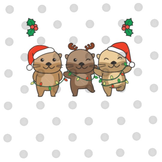 Merry Christmas Cute Otter Festive Lights Otter Digital Files