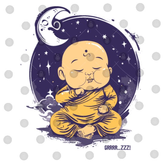 Sleepy Baby Buddha with Moon and Stars Digital Files