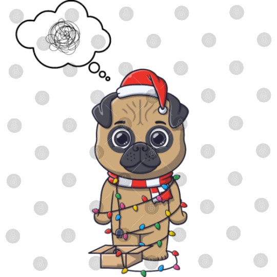 Festive Pug in Holiday Lights Digital Files