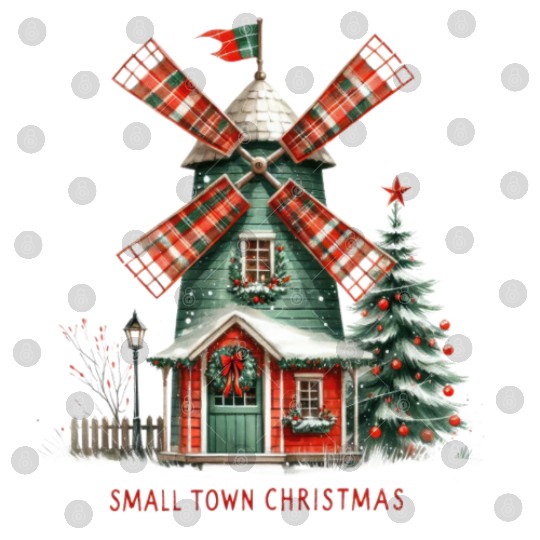 Small Town Christmas Plaid Windmill Digital Files
