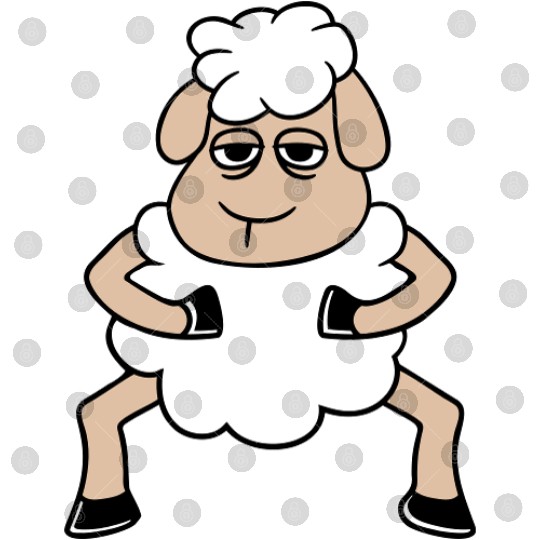 Sheep Tired Bored Look Standing Cute Cool Cartoon Digital Files