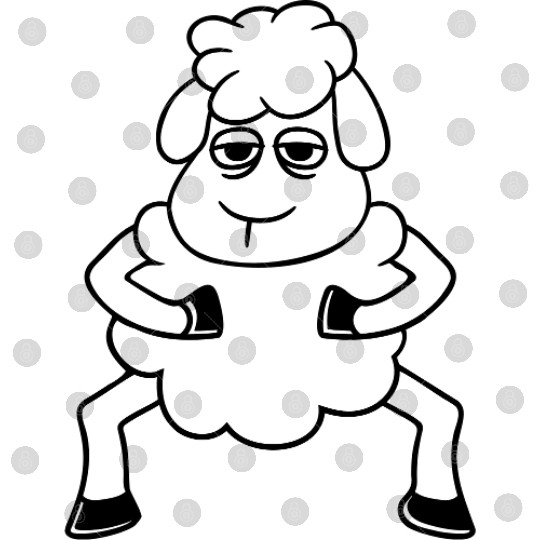 Sheep Tired Bored Look Standing Cute Cool Cartoon Digital Files