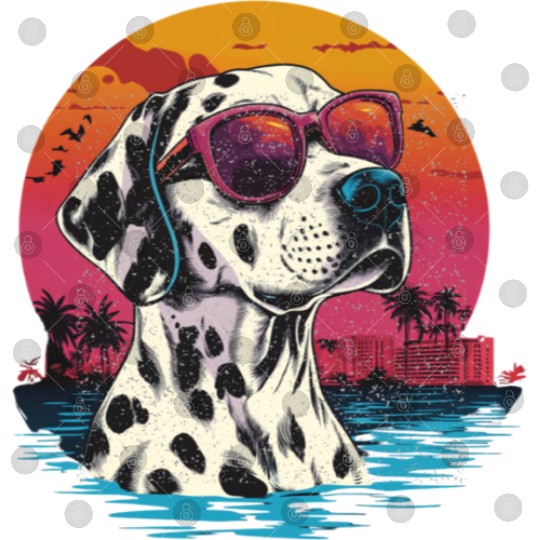 Retro Wave American Dalmatian Dog Digital Files