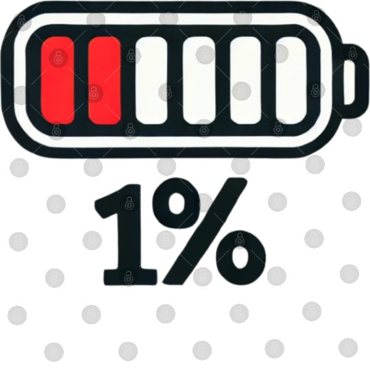 Low Battery Icon with 1% Charge Digital Files