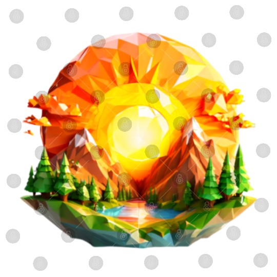 Vibrant Geometric Sunrise Landscape – Nature-Inspi Digital Files