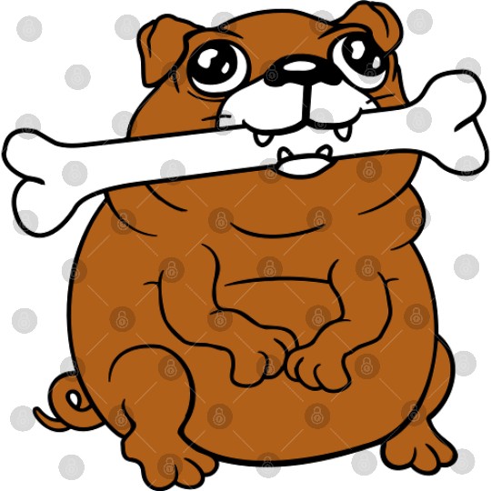 Pug Dog Bone Mouth Hunger Delicious Happy Cool Fun Digital Files