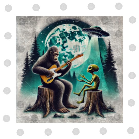Alien Bigfoot Guitar Sasquatch Present For Kids Digital Files