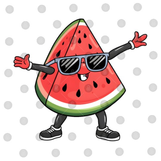 Funny Kawaii Watermelon Smiling with Sunglasses Ad Digital Files