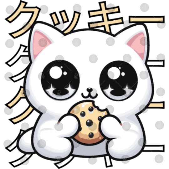 Cute Cat Japanese Kawaii Anime Cat with Cookie Digital Files