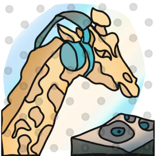 Street Retro Giraffe with Headphones | funny Digital Files