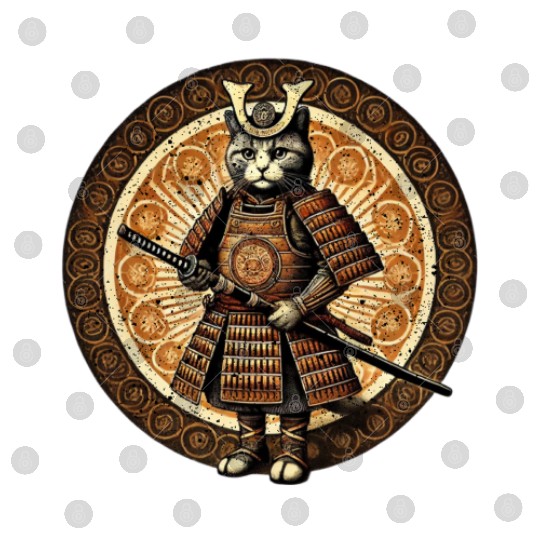 Japanese Samurai Cat Tattoo Kawaii Cat Art Anime Digital Files