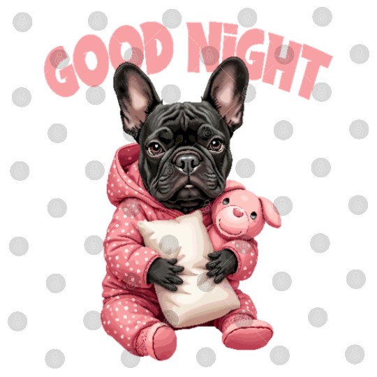 Cute Good Night French Bulldog Pajamas Digital Files