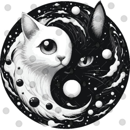 Ying and Yang Cats Asian Meditation Gift Idea Digital Files