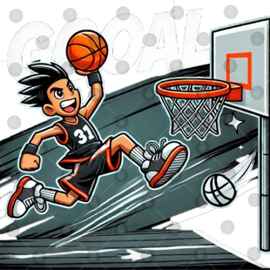 Slam Dunk Basketball Goal Cartoon Design Digital Files