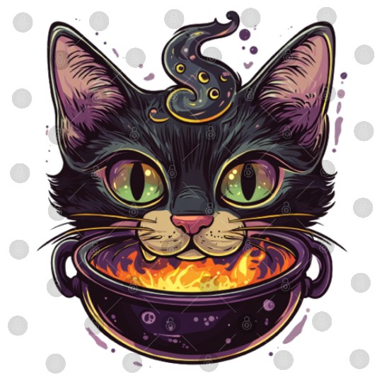 Cat Boiler Cat Witch Halloween Digital Files