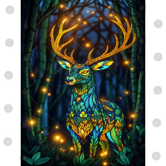 Luminous Deer in Twilight Grove Digital Files