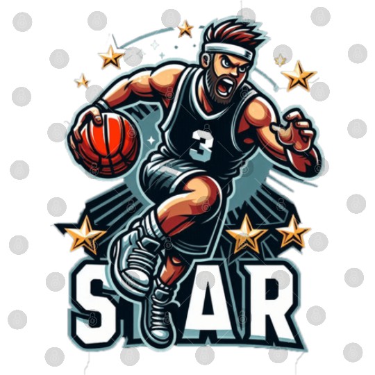 Basketball Star Dribbling Illustration Digital Files
