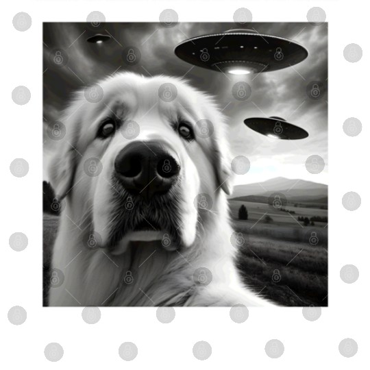 Great Pyrenees Funny Graphic Selfie with UFOs Weir Digital Files
