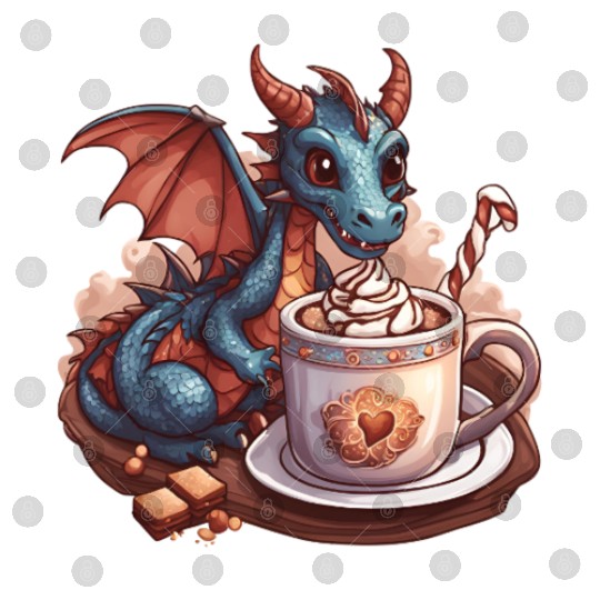 Cozy Dragon and Hot Chocolate Delight Digital Files