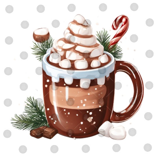 Festive Hot Chocolate with Marshmallows Digital Files