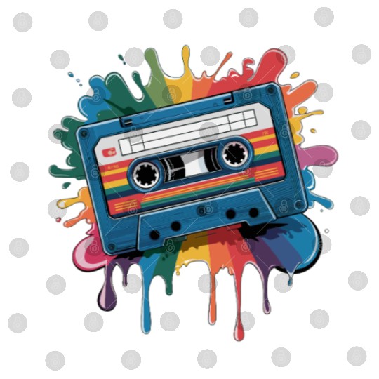 80s Retro Cassette Splash Classic Cassette Tape Digital Files