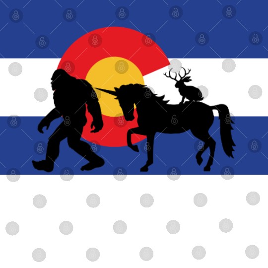 Mythical Creature and Jeep in Colorado Flag Digital Files