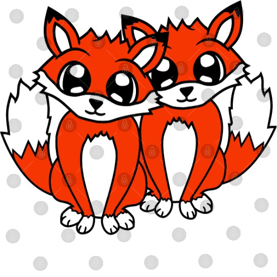2 Foxes Friends Red Fox Two Wild Animals Team Crew Digital Files
