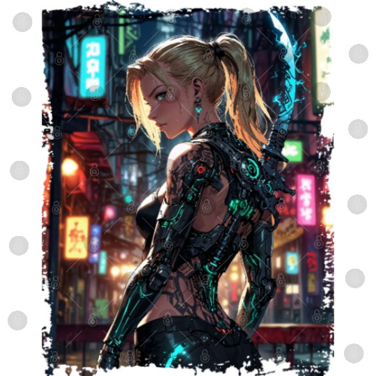 Cyberpunk Women Warrior Anime Digital Files