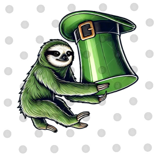 St. Patrick's Day Sloth Top Hat Green Digital Files