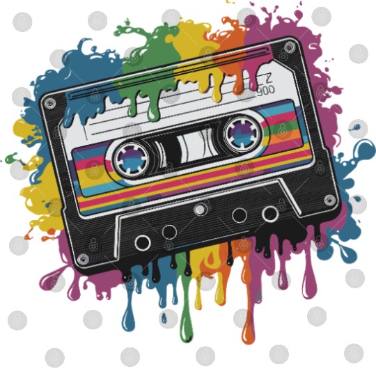 80s Retro Cassette Splash Classic Cassette Tape Digital Files