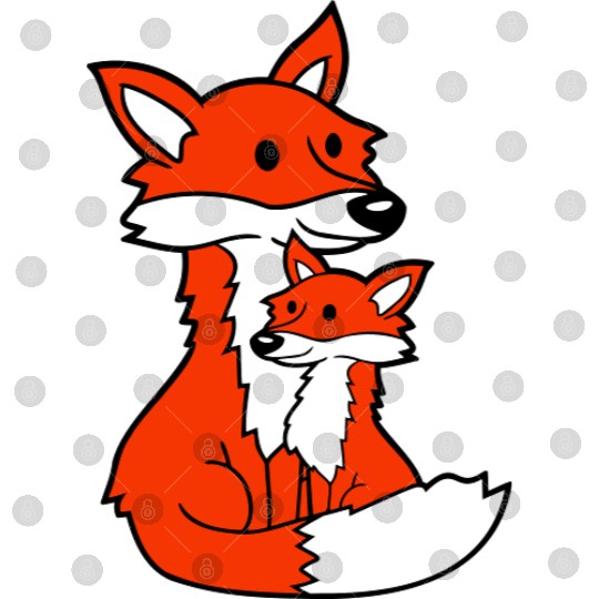 2 Foxes Mother Red Fox Small Child Father Mother Digital Files