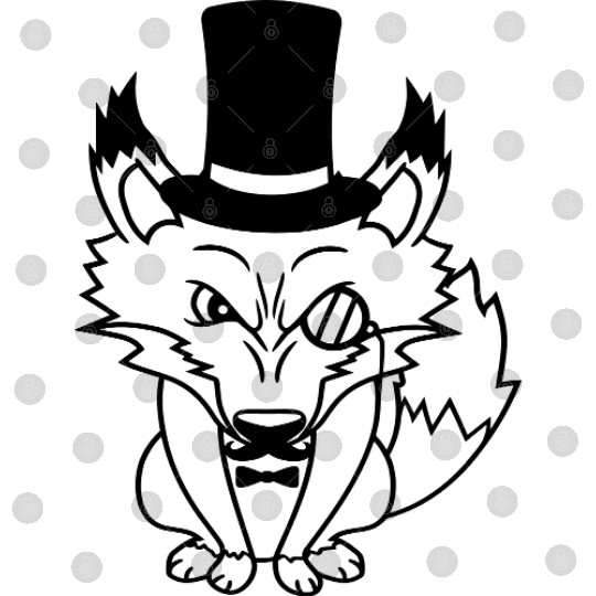 Red Fox Sir Mr. Top Hat Monocle Glasses Rich Man Digital Files