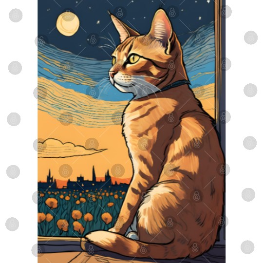 Cat painting red black cat Digital Files