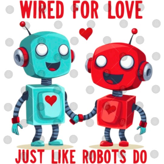 Valentine's Day Gift: Two Robots in Love on Bella Digital Files
