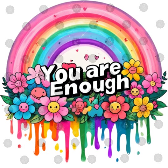 "You Are Enough" Rainbow and Flowers Inspirational Digital Files