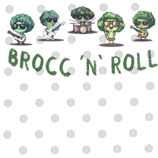 Rock And Roll Broccoli Fun Guitar Rock Band Humor Digital Files