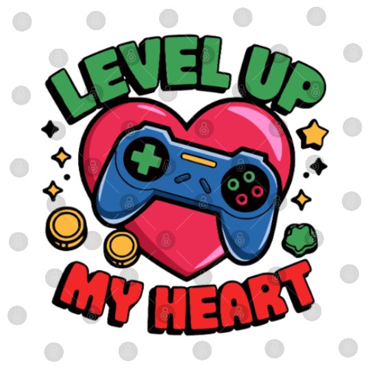 Level Up My Heart - Gaming Valentine's Design Digital Files