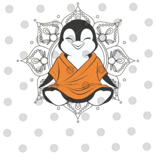 Meditative Penguin in Zen Mandala Harmony Digital Files